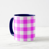 Roze en witte gingham Patroon Mok (Voorkant links)