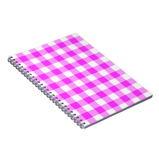 Roze en witte gingham Patroon Notitieboek (Rechterzijde)