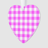 Roze en witte gingham Patroon Ornament (voorkant)