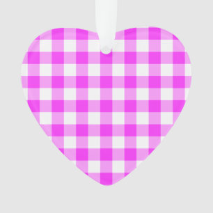 Roze en witte gingham Patroon Ornament