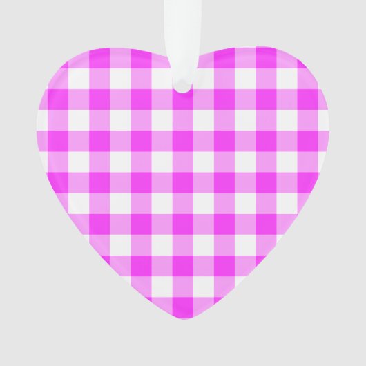 Roze en witte gingham Patroon Ornament (voorkant)