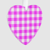 Roze en witte gingham Patroon Ornament (voorkant)