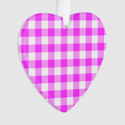 Roze en witte gingham Patroon Ornament (voorkant)