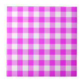 Roze en witte gingham Patroon Tegeltje (Voorkant)
