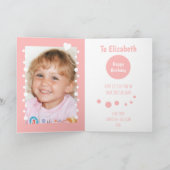 Roze en witte gingham plaid foto elke leeftijd kin kaart (Binnen)