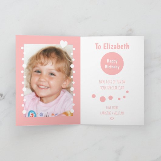 Roze en witte gingham plaid foto elke leeftijd kin kaart (Binnen)