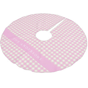 Roze en Witte Gingham Plaid Persoonlijk Kerstboom Rok