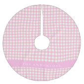 Roze en Witte Gingham Plaid Persoonlijk Kerstboom Rok (Voorkant)