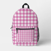 Roze en witte Gingham Print Bedrukte Rugzak (Voorkant)