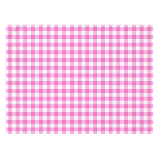 Roze en witte gingham Pset Tafelkleed (Voorkant (Horizontaal))