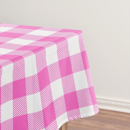 Roze en witte gingham Pset Tafelkleed (Voorbeeld)