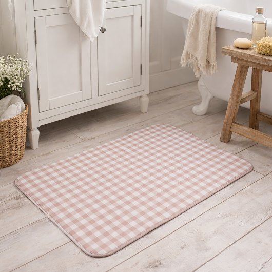 Roze en witte gingham ruitpatroon badmat
