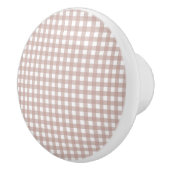 Roze en witte gingham ruitpatroon keramische knop (Rechts)