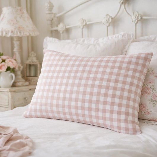Roze en witte gingham ruitpatroon kussensloop