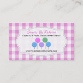 Roze en witte gingham: Snoep Visitekaartje (Voorkant)