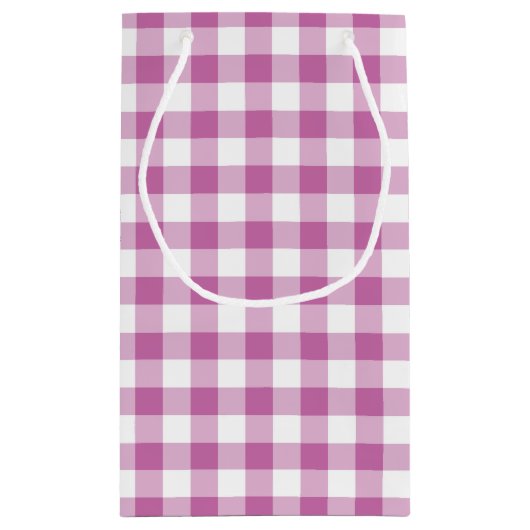 Roze en witte Gingham-speldenpatroon Klein Cadeauzakje (Achterkant)