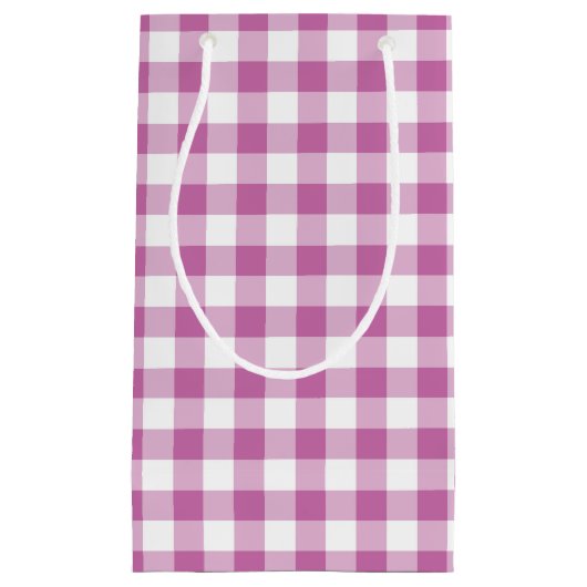 Roze en witte Gingham-speldenpatroon Klein Cadeauzakje (Voorkant)