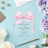 Roze en Witte Gingham Strik Babyshower Uitnodiging (Insitu (Huwelijk))