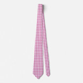 Roze en witte gingham stropdas (Voorkant)