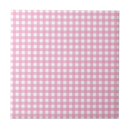 Roze en witte gingham tegeltje (Voorkant)