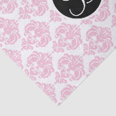 Roze en witte glam Damask Monogram Letter Initiaal Tissuepapier (Detail)