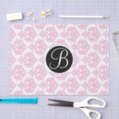 Roze en witte glam Damask Monogram Letter Initiaal Tissuepapier (Craft)