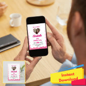 Roze en witte glitter 15e verjaardag foto kaart