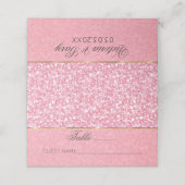 Roze en witte glitter Gold Stripe Plaatskaartje (Buitenkant ongevouwen)