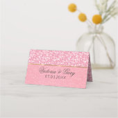 Roze en witte glitter Gold Stripe Plaatskaartje (Achterkant)