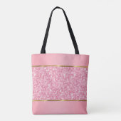 Roze en witte glitter met gouden strepen tote bag (Achterkant)