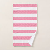 Roze en witte glitter strepen patroon bad handdoek (Handdoek)