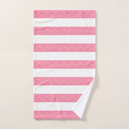 Roze en witte glitter strepen patroon bad handdoek (Handdoek)