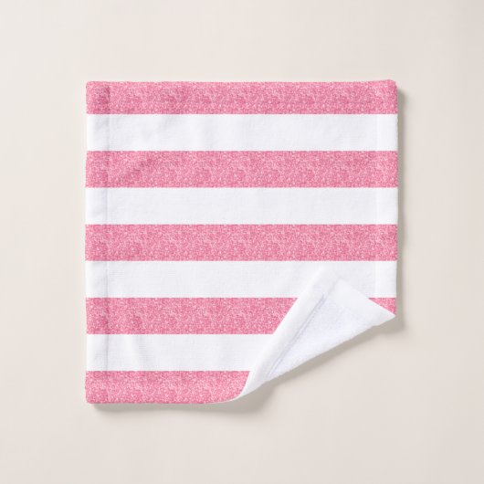 Roze en witte glitter strepen patroon bad handdoek (Wasdoekje)