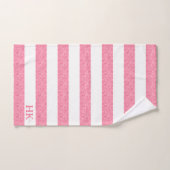 Roze en witte glitter strepen patroon bad handdoek (Handdoek)