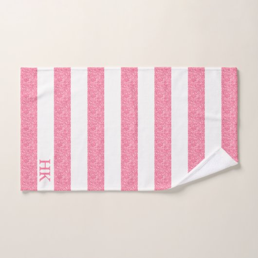 Roze en witte glitter strepen patroon bad handdoek (Handdoek)