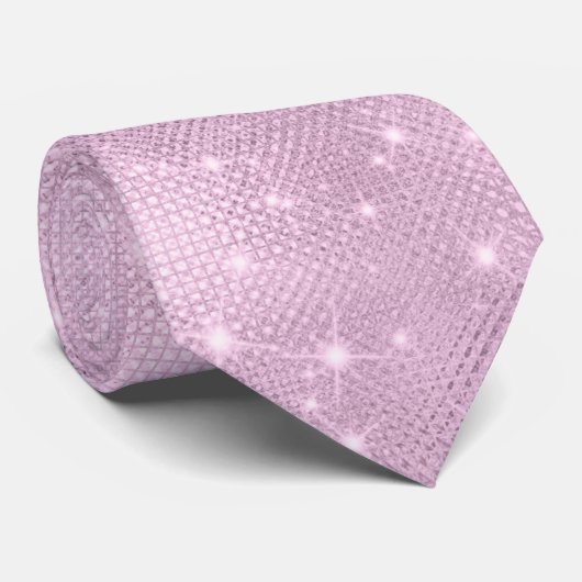 Roze en witte glitter stropdas (Opgerold)