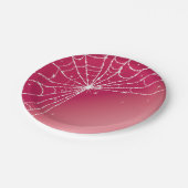 Roze en Witte Glitterende Diamanten Spinnenweb Papieren Bordje (Gekanteld)