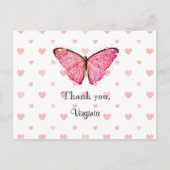 Roze en witte glittersjabloon voor dank je wel briefkaart (Voorkant)