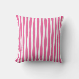 Roze en witte golvende streep kussen