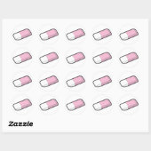 Roze en witte gom ronde sticker (Vel)