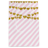 Roze en witte gouden harten Birthday Party Gift Ba Medium Cadeauzakje (Voorkant)