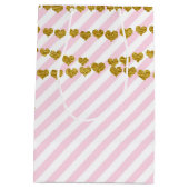 Roze en witte gouden harten Birthday Party Gift Ba Medium Cadeauzakje (Achterkant)