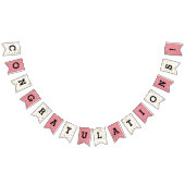 Roze en witte gouden Stippen Gefeliciteerd Vlaggetjes (Alle)