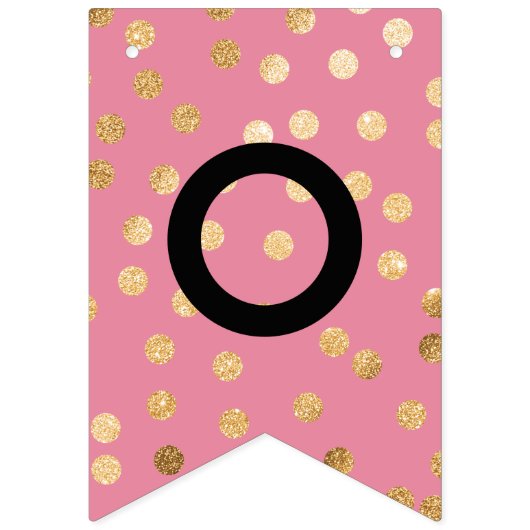 Roze en witte gouden Stippen Gefeliciteerd Vlaggetjes (Tweede vlag)