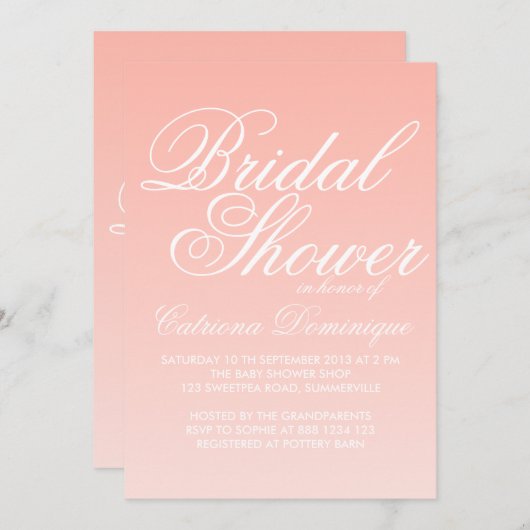 Roze en Witte Gradiënt Bridal Uitnodiging (Voorkant / Achterkant)