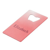 Roze en witte gradiënt creditkaart flessenopener (Voorkant Gekanteld)