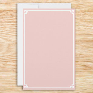 Roze en witte Griekse sleutelrand Briefpapier