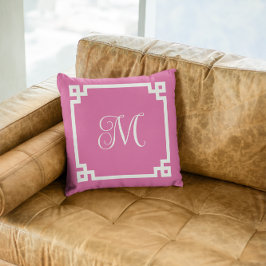 Roze en witte Griekse Zeer belangrijke Monogram va Kussen