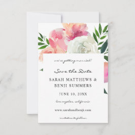 Roze en witte grijze Floral 2 sparen Datum V2 Save The Date