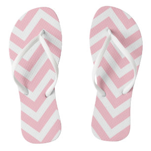 Roze en witte grote chevron strepen teenslippers